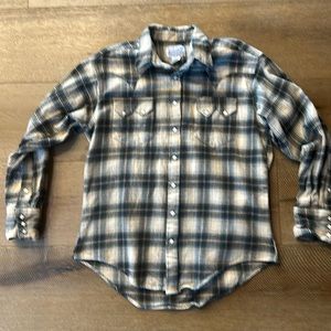 Rockmont Ranch Wear Plaid Flannel Shirt with Diamond Snaps (Sz Med)